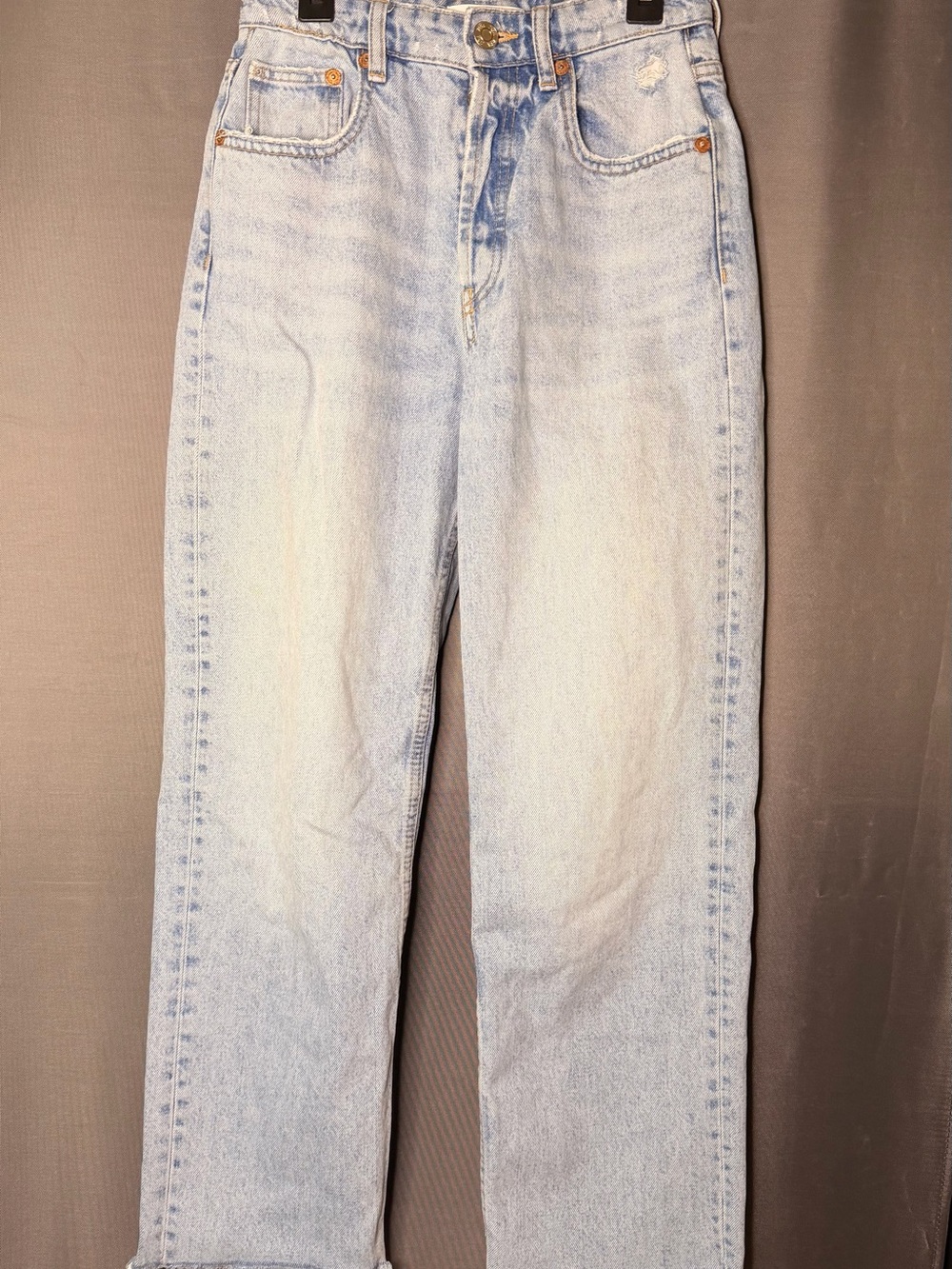 Zara Pale Blue High-Rise Straight Jeans